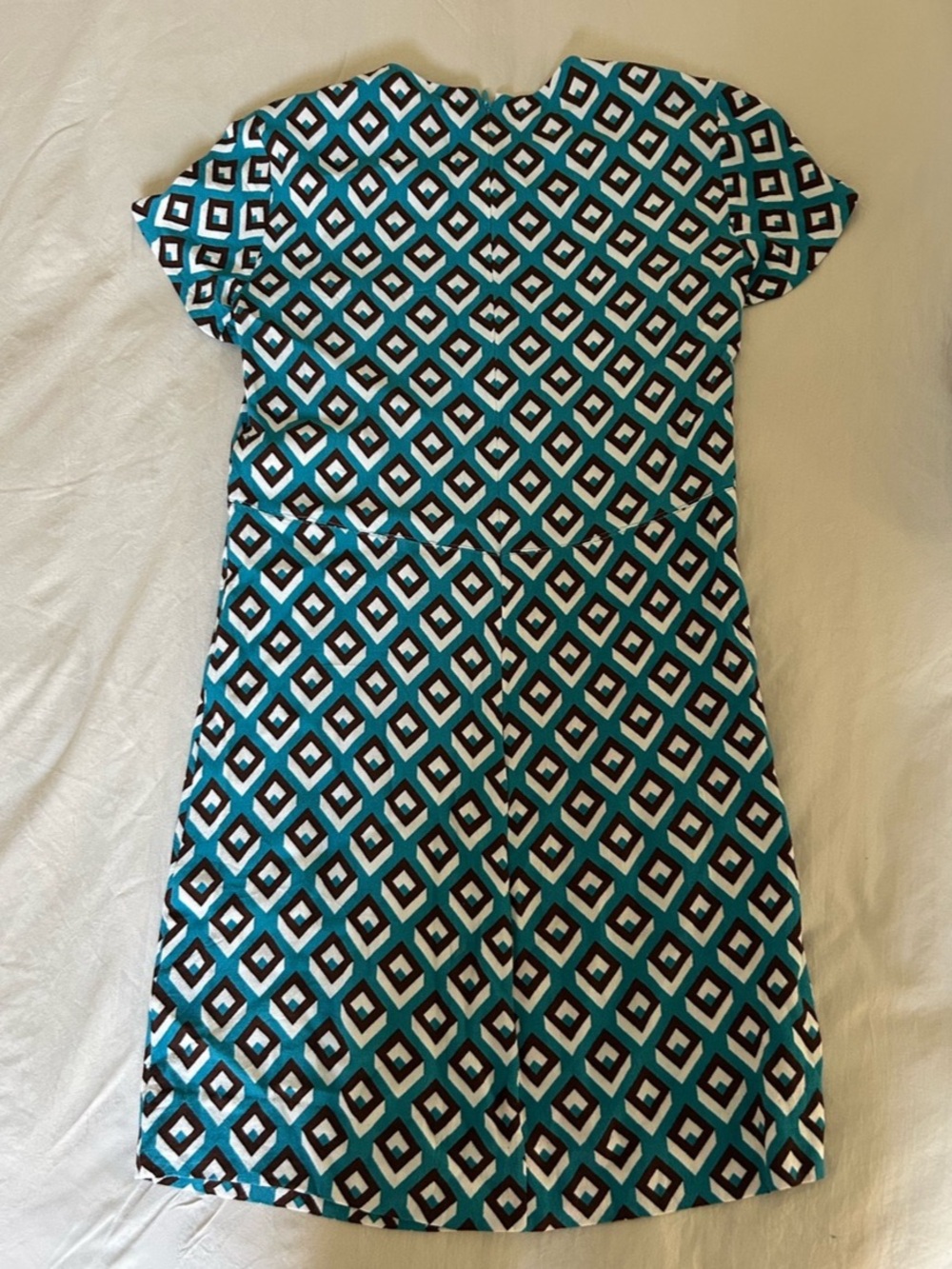 Diane von Furstenberg Geometric Mini Dress in Blue & Brown XXS Like New